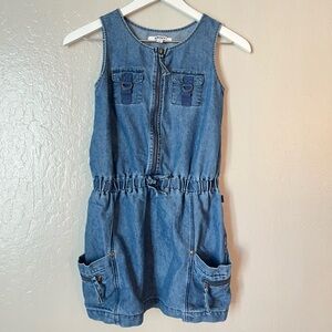 DKNY Vintage Denim Blue Sleeveless Zip Front Mini Dress
